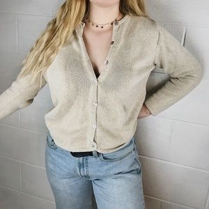 l.l.bean cream button up sweater